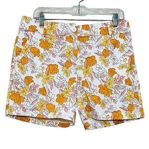 NWT Loft pretty white orange yellow pink floral print shorts size 6